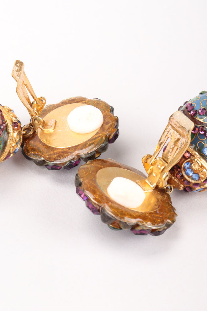Recess Los Angeles Vintage Crystal Cloisonne Ball Drop Earrings