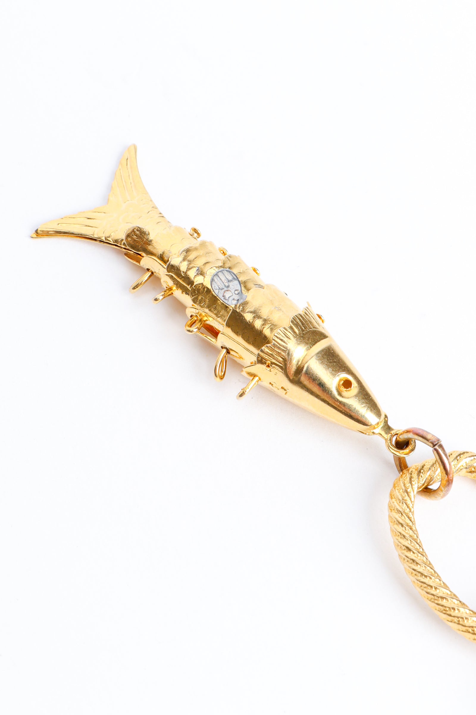 VINTAGE Gold Tone Tropical Angel Fish Chain Belt Metal Cinch Waist Lobster Clasp Gucci Antique Gold-Toned Metal Chain Waist Belt with  main image 4