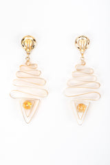 Recess Designer Consignment Vintage Gold Metal Ribbon Earrings Los Angeles Resale