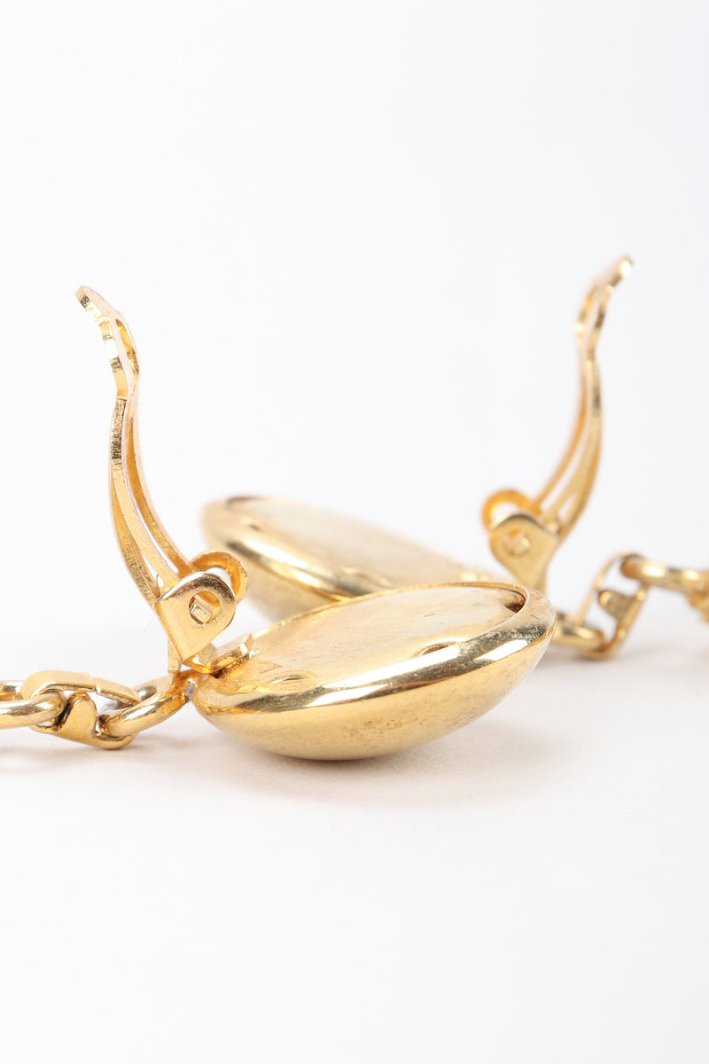 Recess Designer Consignment Vintage Gold Metal Ribbon Earrings Los Angeles Resale