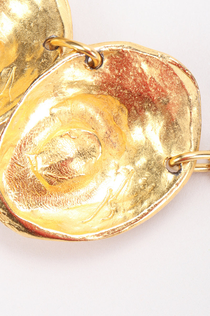Recess Designer Consignment Vintage Signed Modernist Gold Oyster Collar Necklace & Earring Set