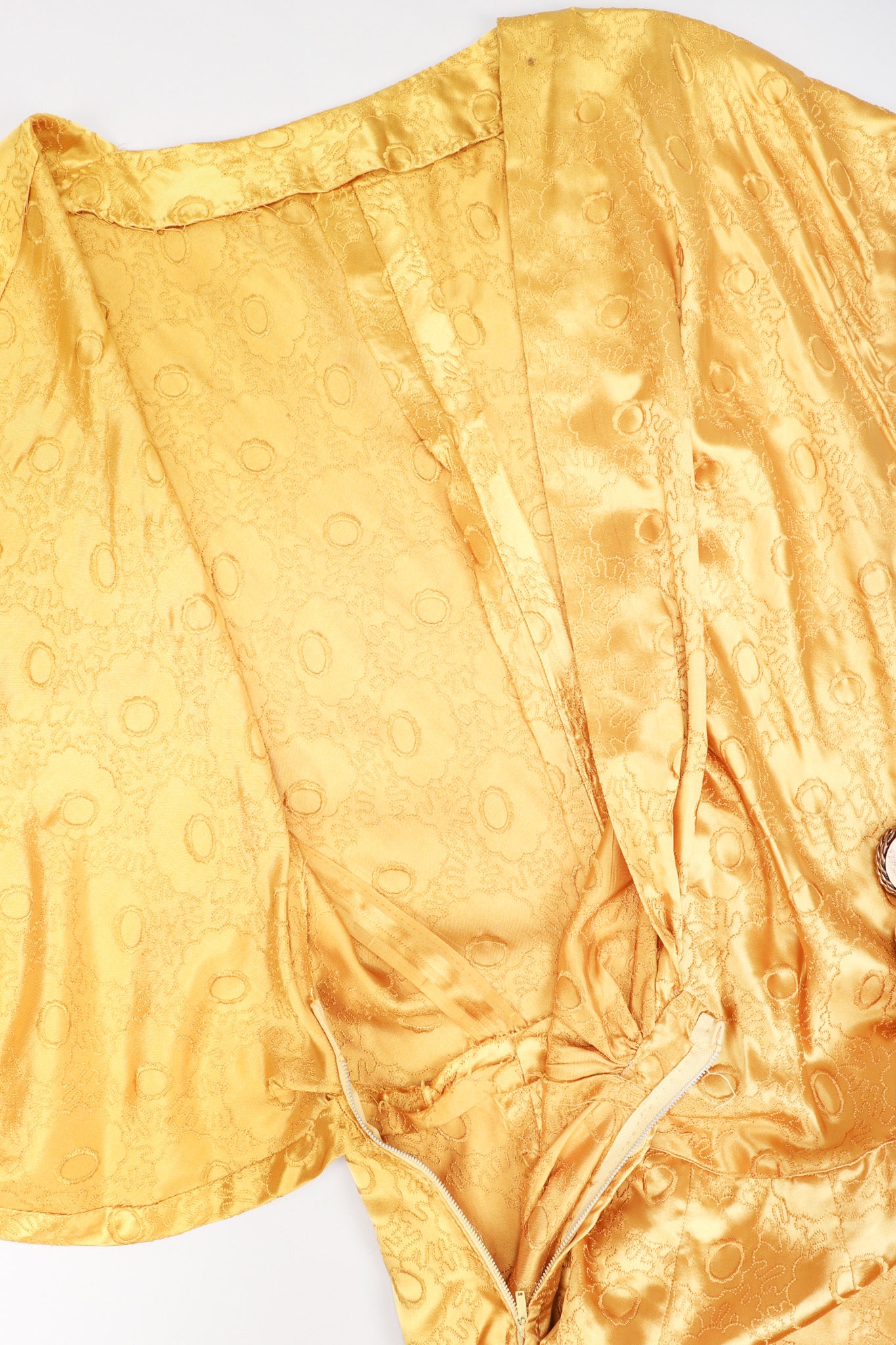 Recess Los Angeles Red Carpet Formal Event Golden Opium Poppy Satin Silk Gown Dress