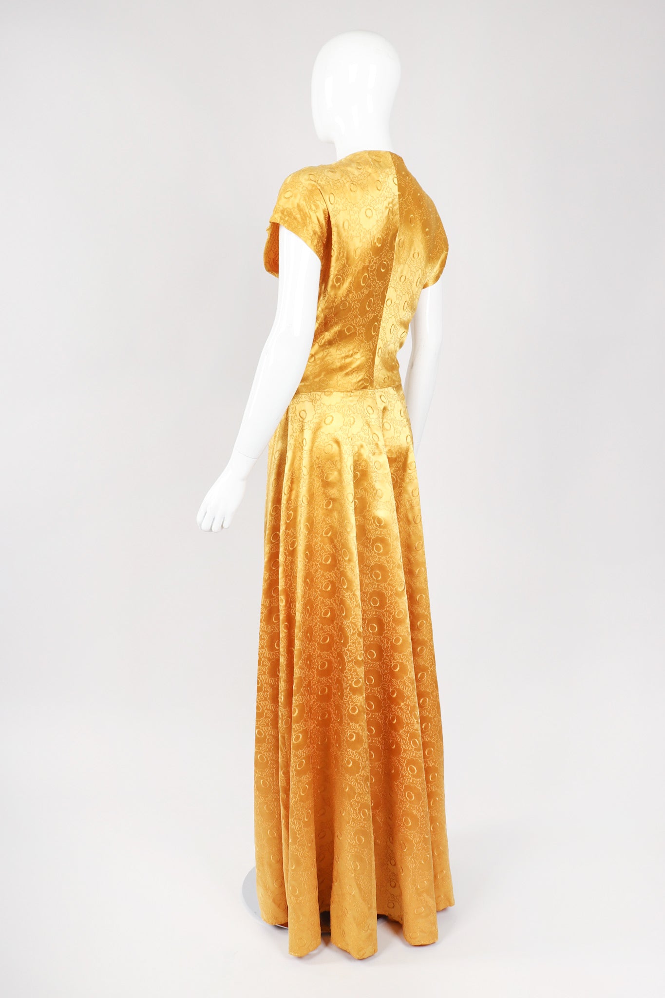 Recess Los Angeles Vintage Red Carpet Formal Event Golden Opium Poppy Satin Silk Gown Dress