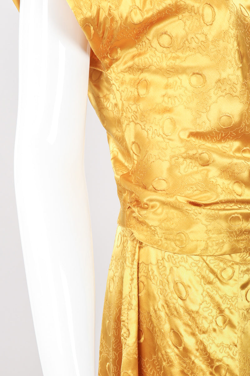Recess Los Angeles Red Carpet Formal Event Golden Opium Poppy Satin Silk Gown Dress