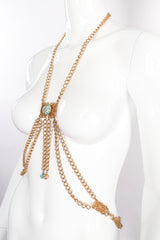 Vintage Turquoise Filigree Draped Chain Harness on Mannequin angle at Recess Los Angeles