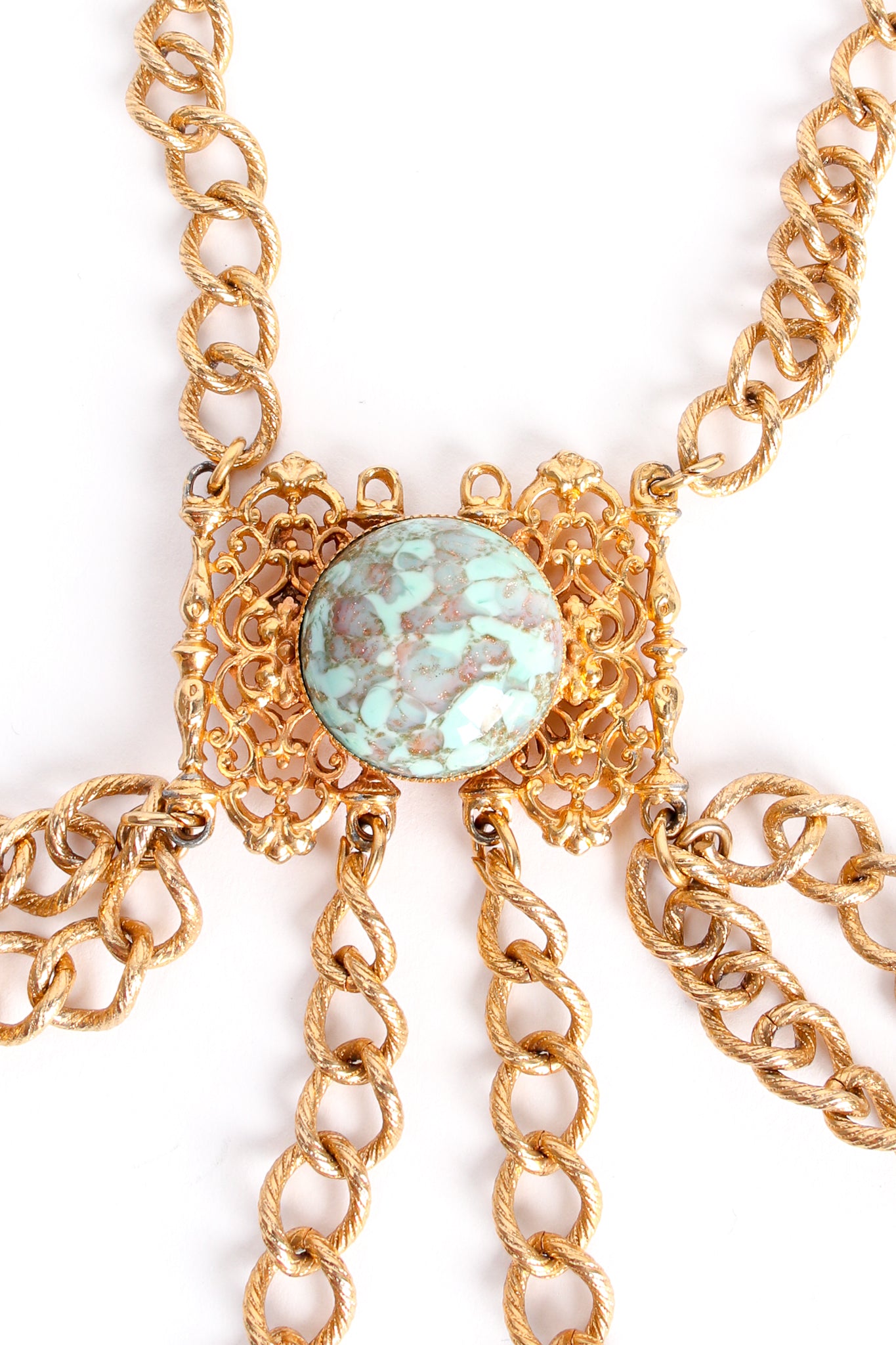Vintage Turquoise Filigree Draped Chain Harness center at Recess Los Angeles