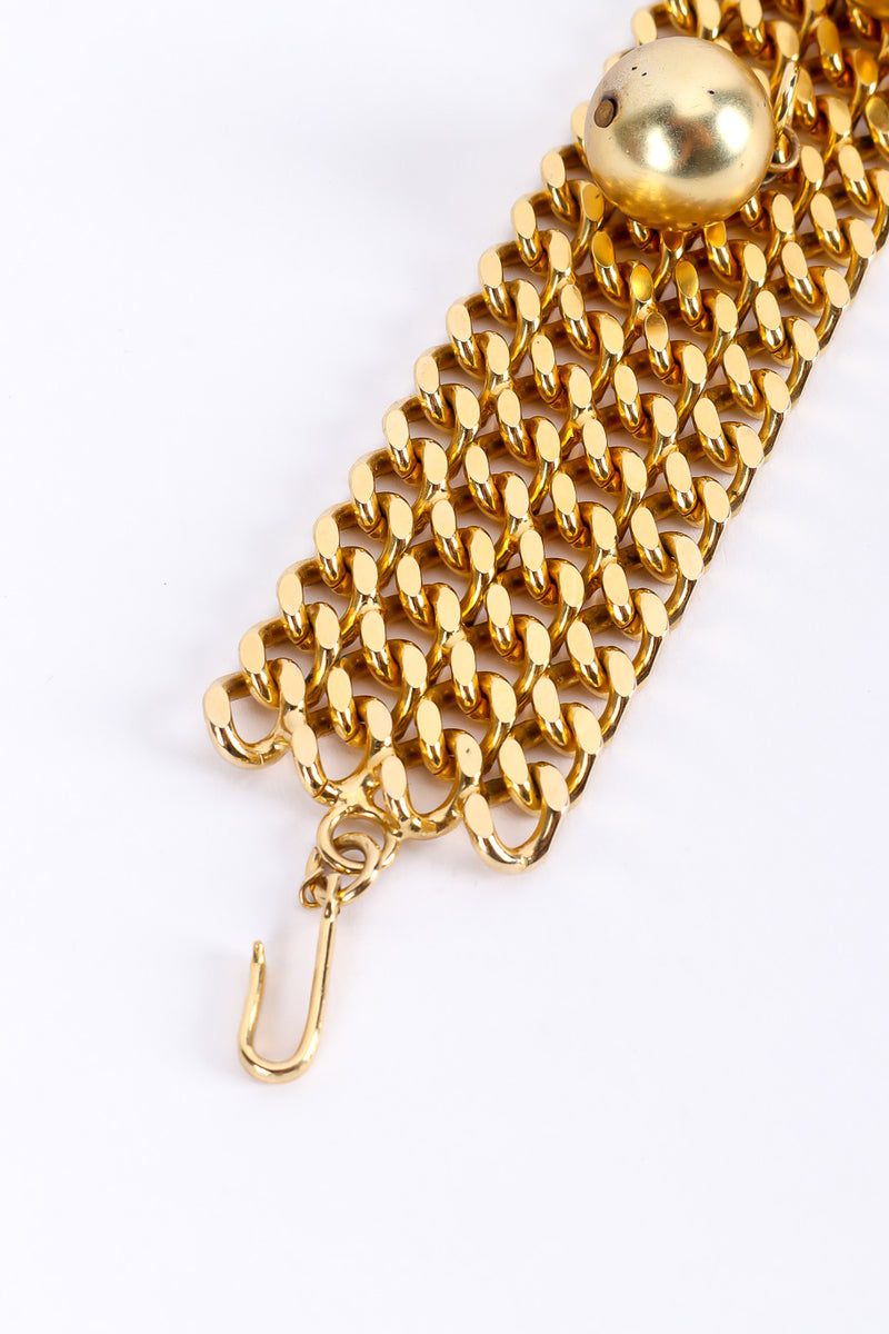 Four row gold vintage curb chain choker necklace with gold ball charms hook clasp close @recessla