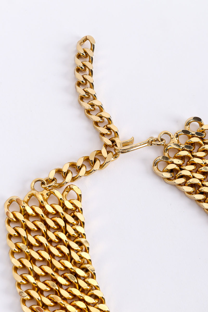 Four row gold vintage curb chain choker necklace with gold ball charms clasped close @recessla