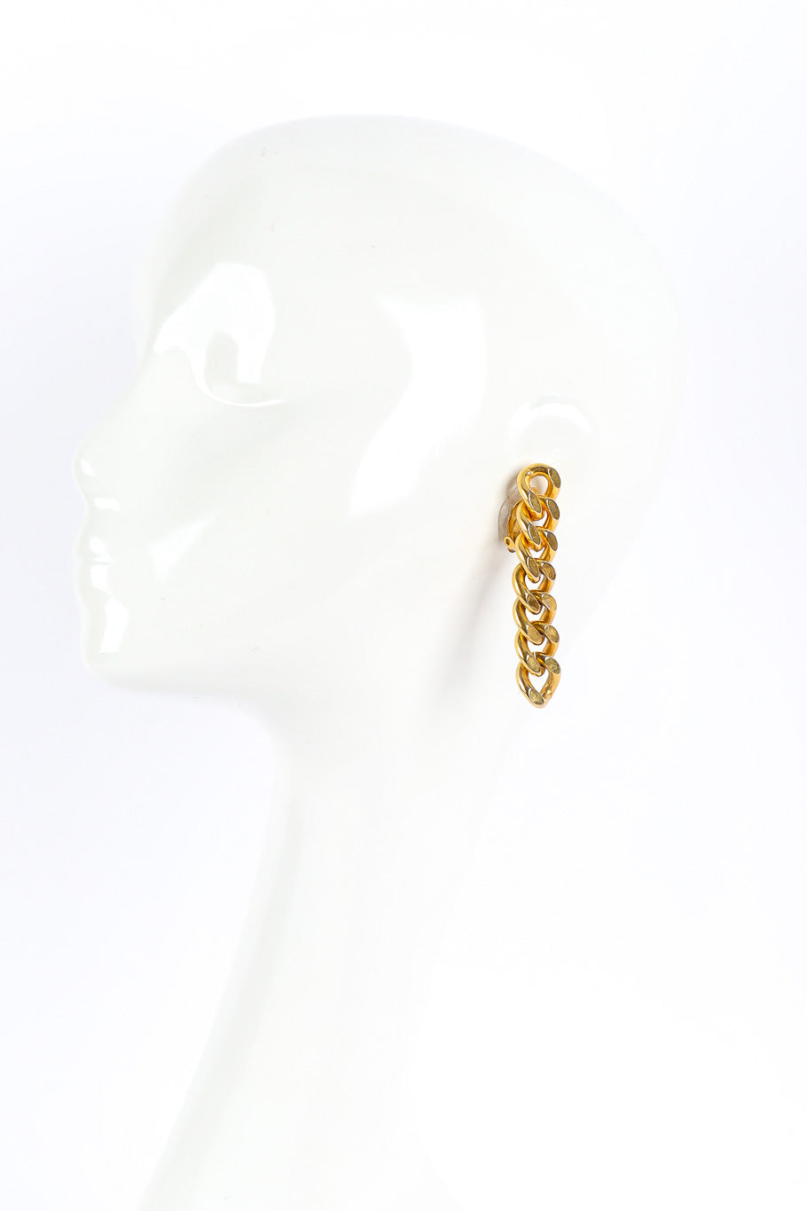 Curb chain link drop earrings by Premier Etage on mannequin @recessla