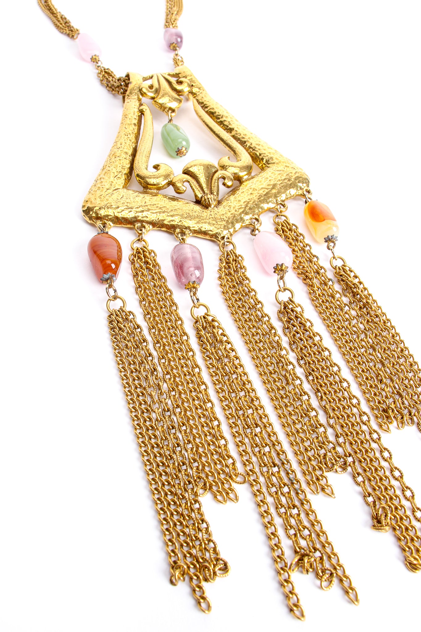 Vintage Goldette Fringe Plate Amulet Necklace detail at Recess Los Angeles