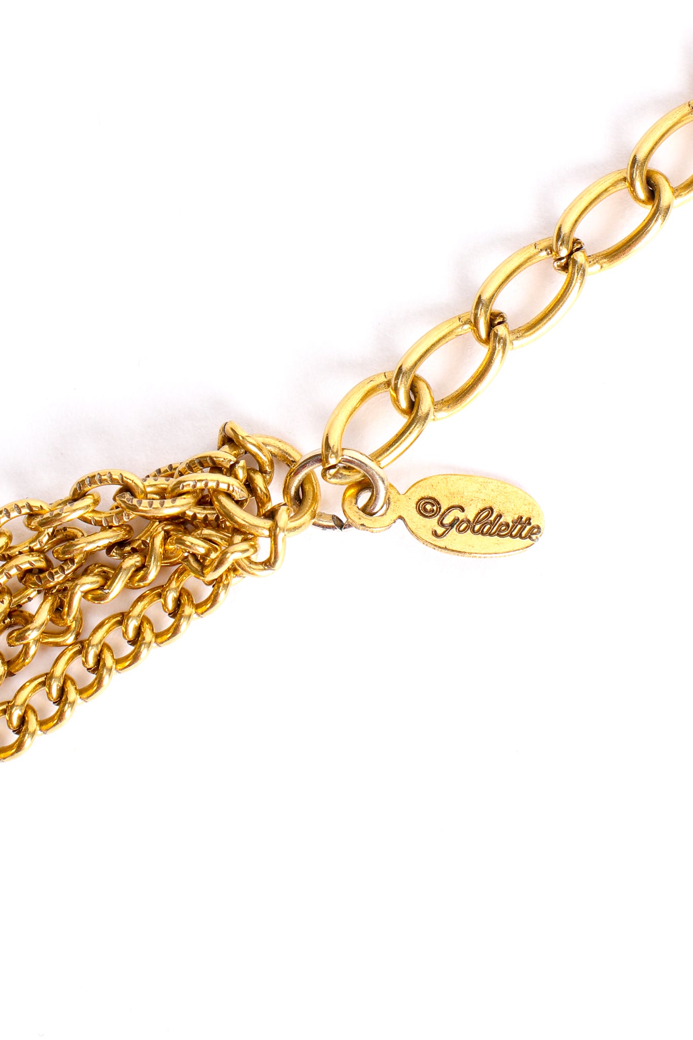Vintage Goldette Fringe Plate Amulet Necklace signature charm at Recess Los Angeles