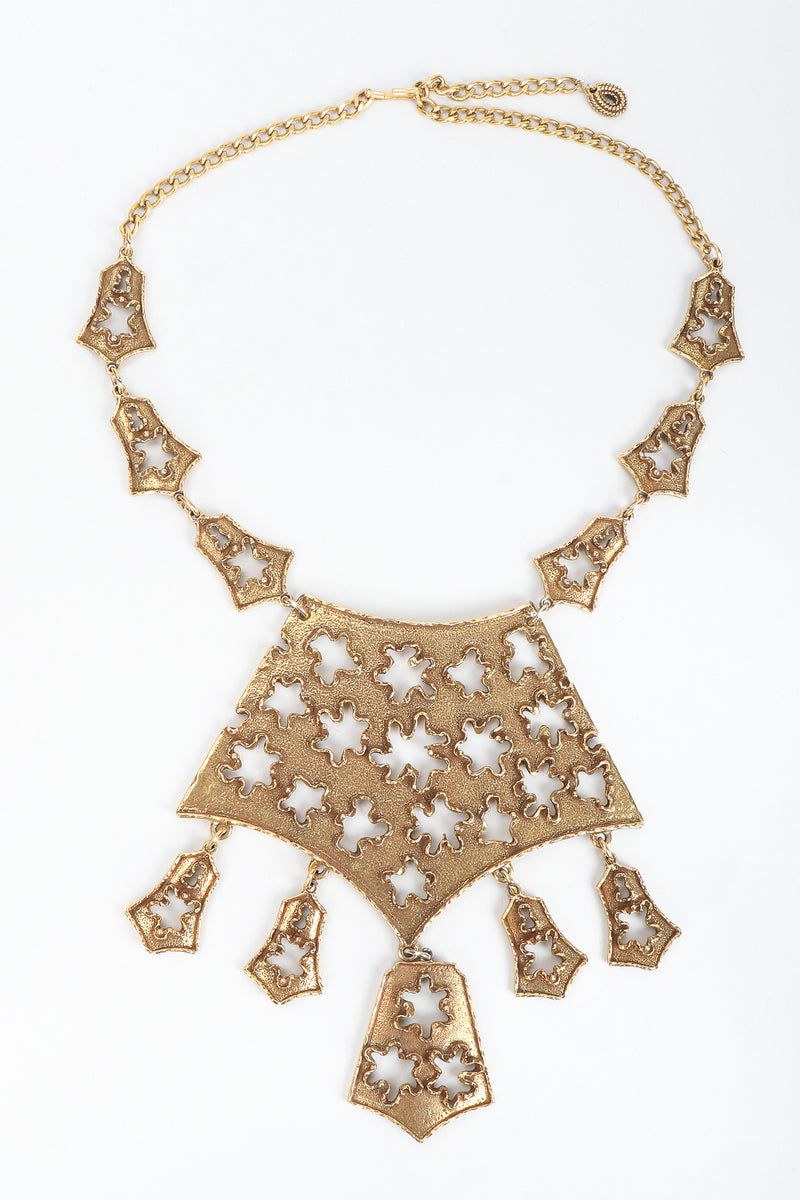 Vintage Goldette Brutalist Splatter Plate Cutout Necklace on White Background at Recess Los Angeles