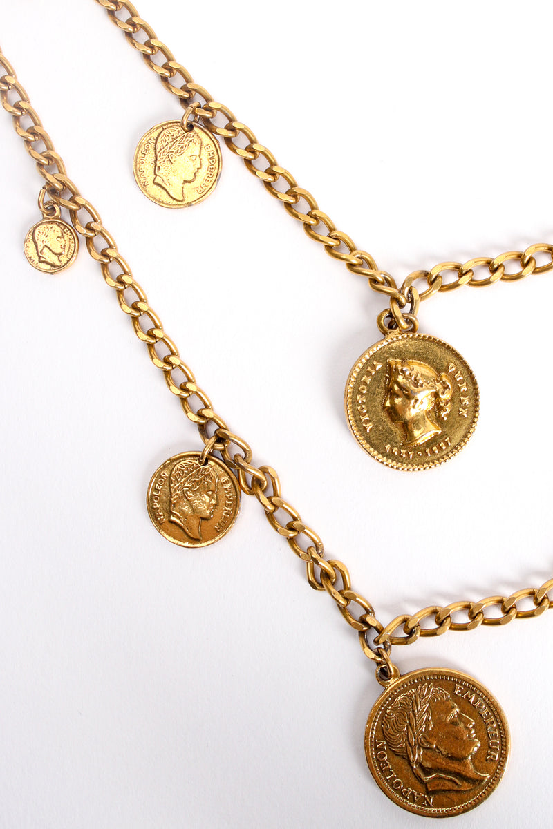 Vintage Goldette Multi-Strand Layered Coin Necklace detail at Recess Los Angeles