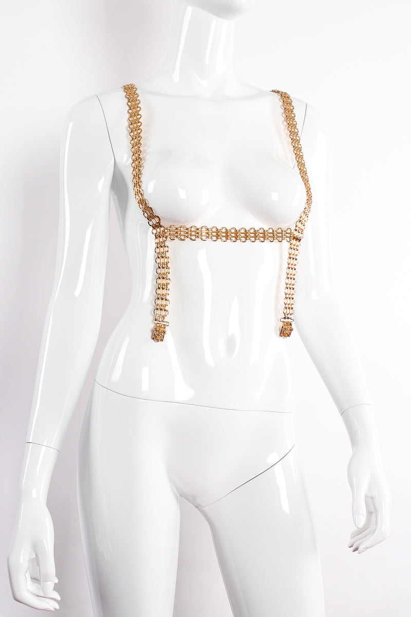 Vintage Gold Chain Harness Suspenders on Mannequin front at Recess Los Angeles