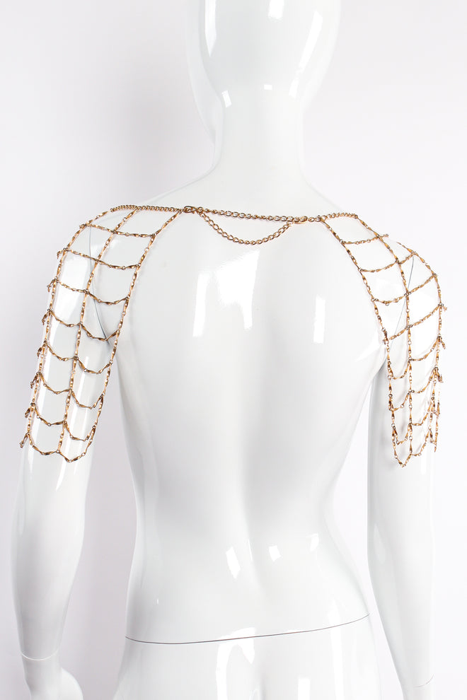 Vintage Gold Lattice Cage Panel Body Chain on Mannequin as top back at Recess Los Angeles