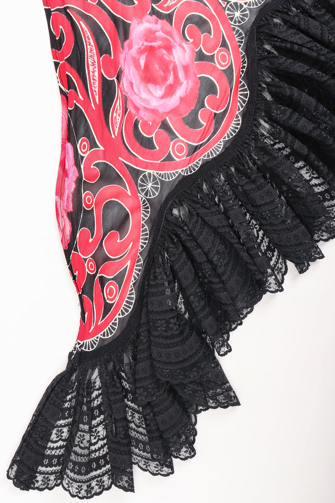 Recess Los Angeles Designer Consignment Vintage Gottex Floral Lace Sheer Chiffon Shawl Wrap