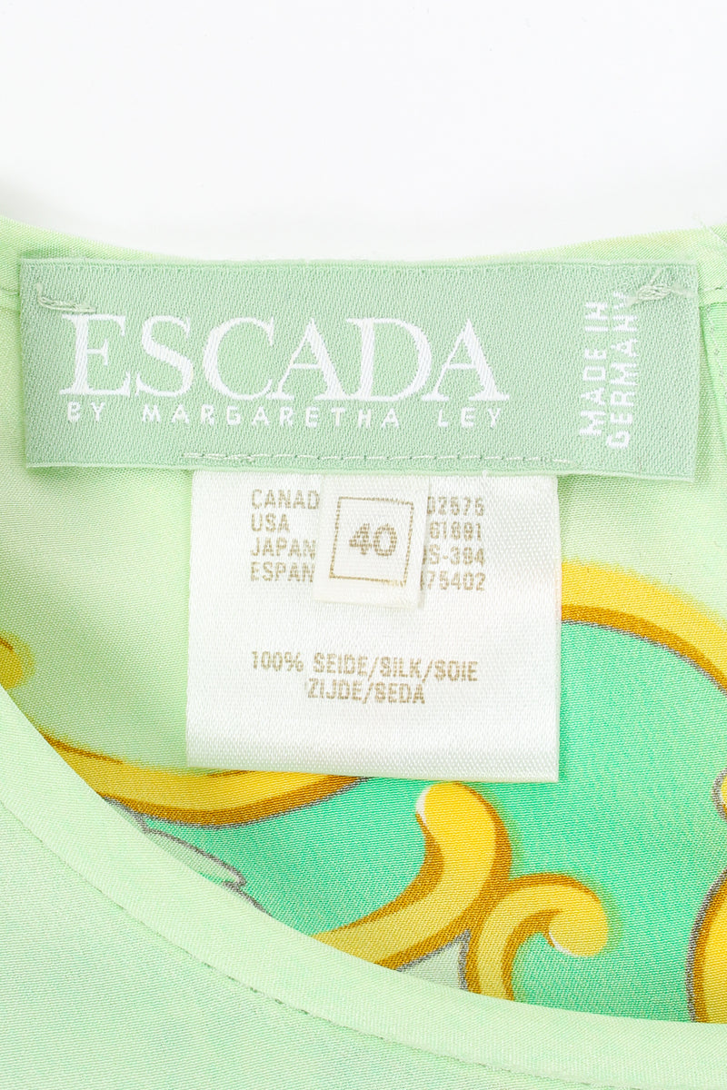 Vintage Escada Pastel Floral Baroque Bodysuit label at Recess Los Angeles