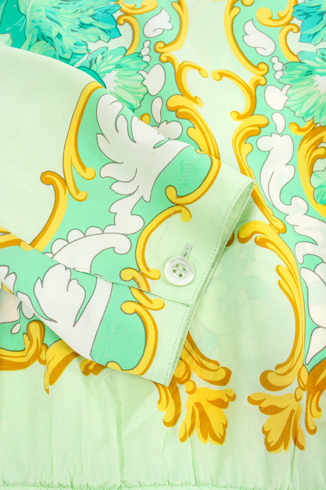 Vintage Escada Pastel Floral Baroque Bodysuit sleeve cuffs at Recess Los Angeles