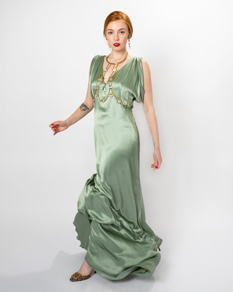 Alexander McQueen Satin Bias Cut Gown Recess Alexander McQueen Satin Bias Cut Gown Recess