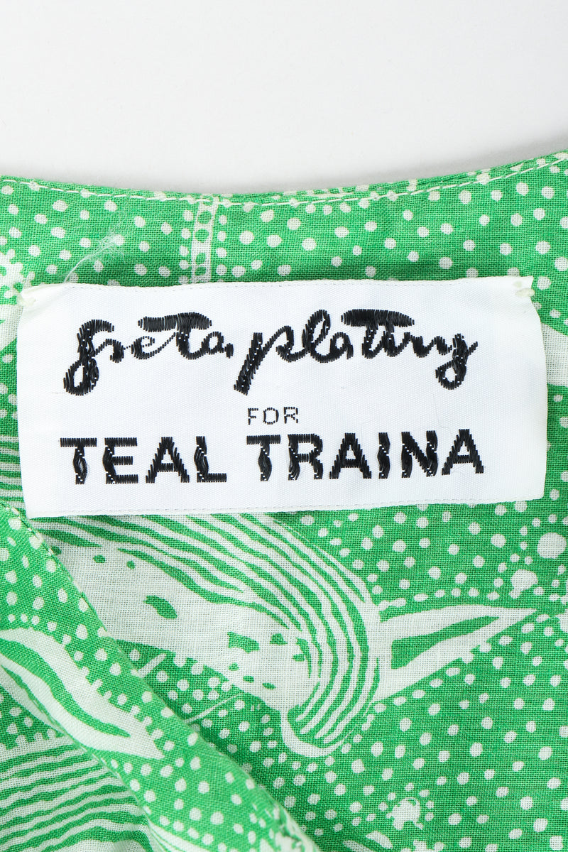 Vintage Greta Plattry for Teal Traina Butterfly Sleeve Frock Top & Skirt Set Label at Recess