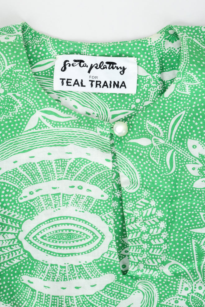 Vintage Greta Plattry for Teal Traina Butterfly Sleeve Frock Top & Skirt Set Label at Recess