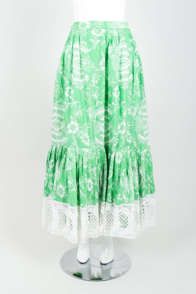 Vintage Greta Plattry for Teal Traina Butterfly Sleeve Frock Top & Skirt Set Front Skirt at Recess