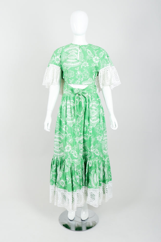Vintage Greta Plattry for Teal Traina Butterfly Sleeve Frock Top & Skirt Set Front at Recess