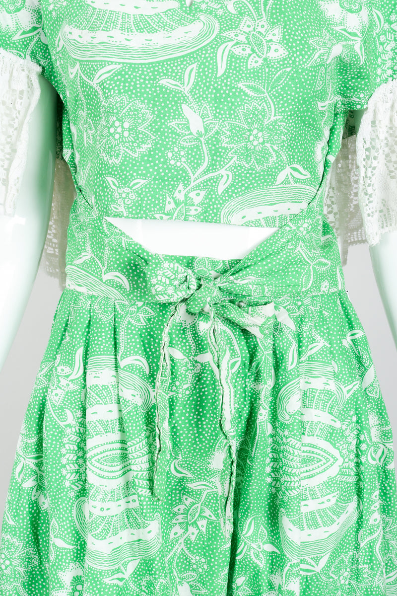 Vintage Greta Plattry for Teal Traina Butterfly Sleeve Frock Top & Skirt Set Bodice at Recess