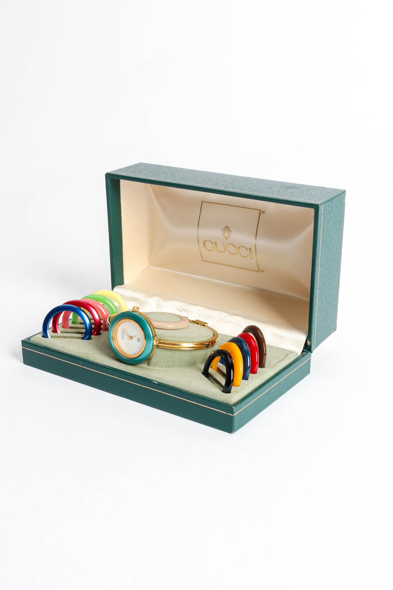 Vintage Gucci 12 Bezel Bracelet Watch Boxed Set II box opened @ Recess Los Angeles