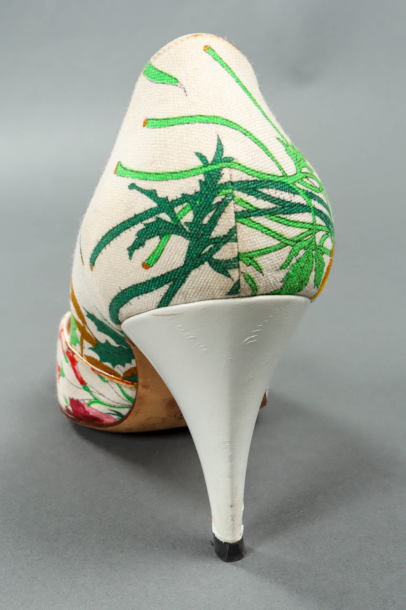 Vintage 1980 Gucci Botanical Flora White Heels back heel scuff 1@ Recess LA