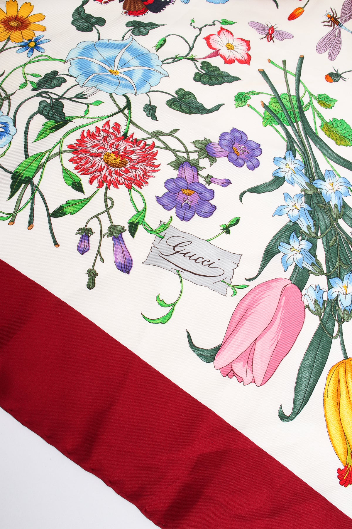 Vintage Gucci V.Accornero Burgundy Flora Scarf – Recess