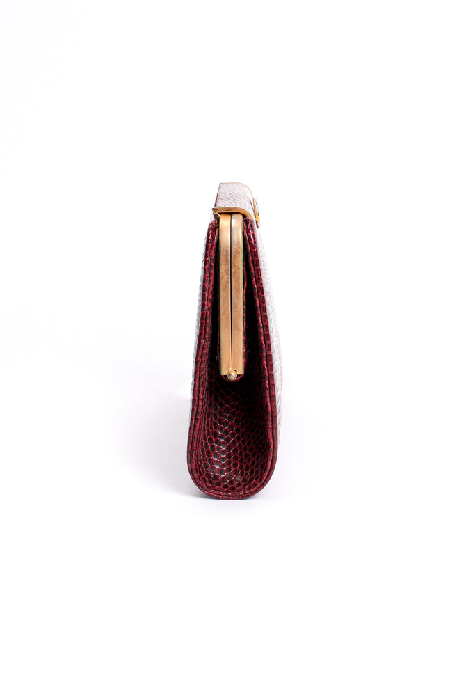 Vintage Gucci Interlocking GG Lizard Hinged Clutch side at Recess Los Angeles