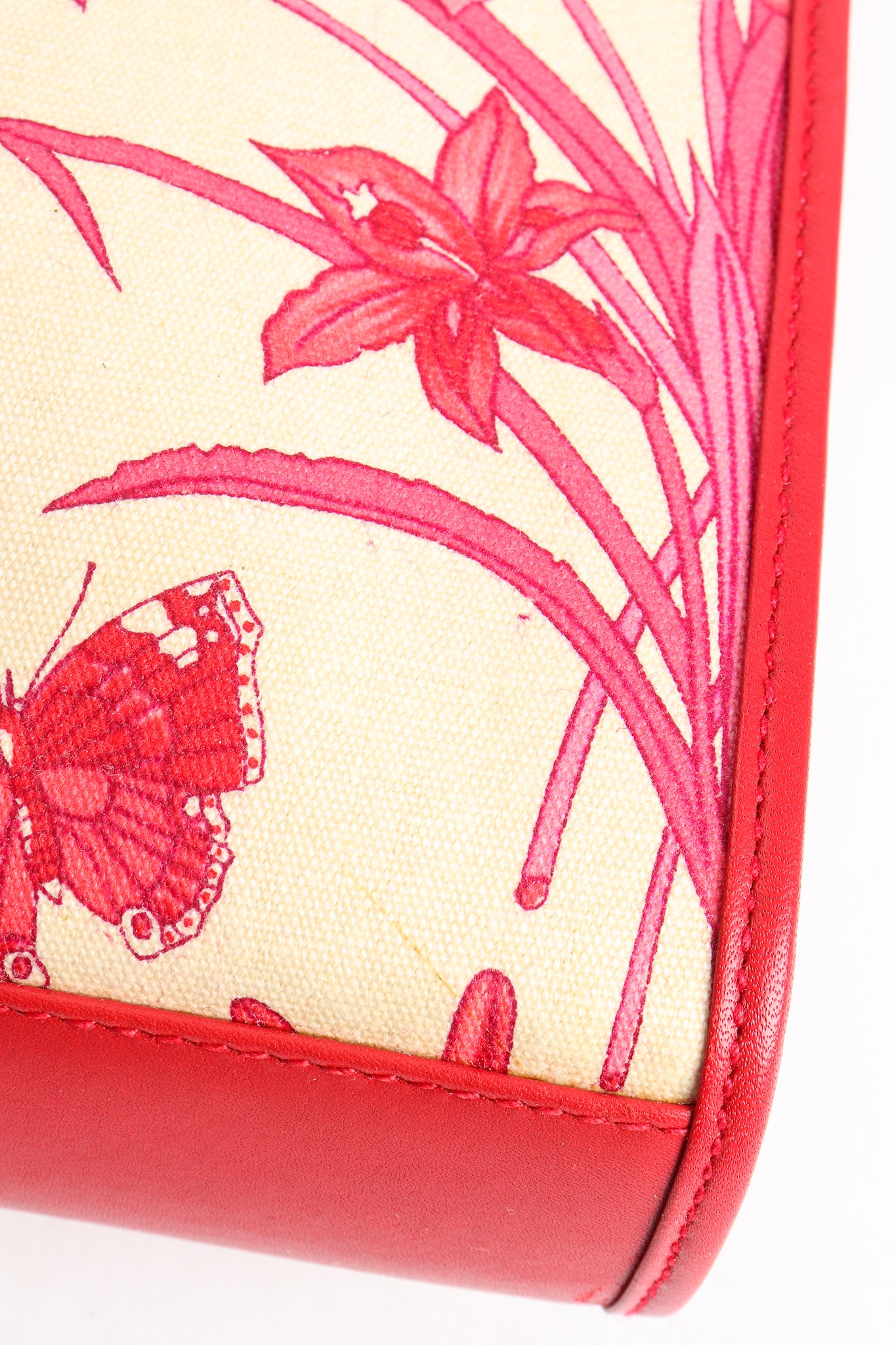 Vintage Gucci Red Flora Convertible Clutch Small color transfer at Recess Los Angeles