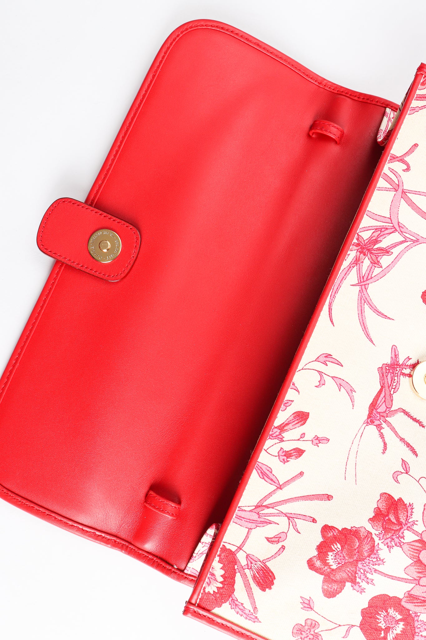 Vintage Gucci Red Flora Convertible Clutch inside flap at Recess Los Angeles