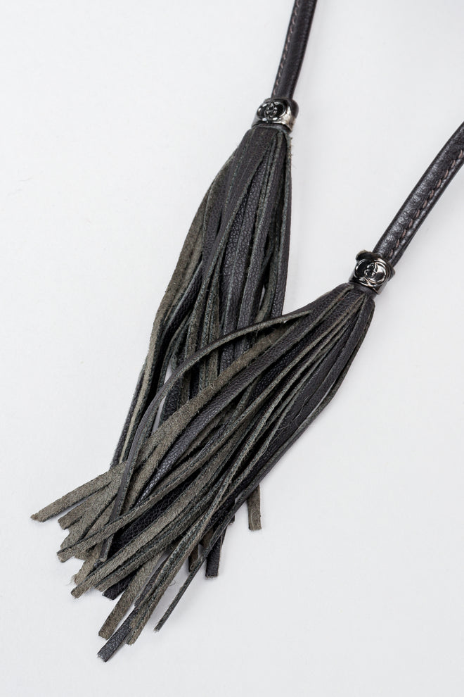 Vintage 70s Gucci Fur Trim Tweed Cocoon Coat leather tassel ties