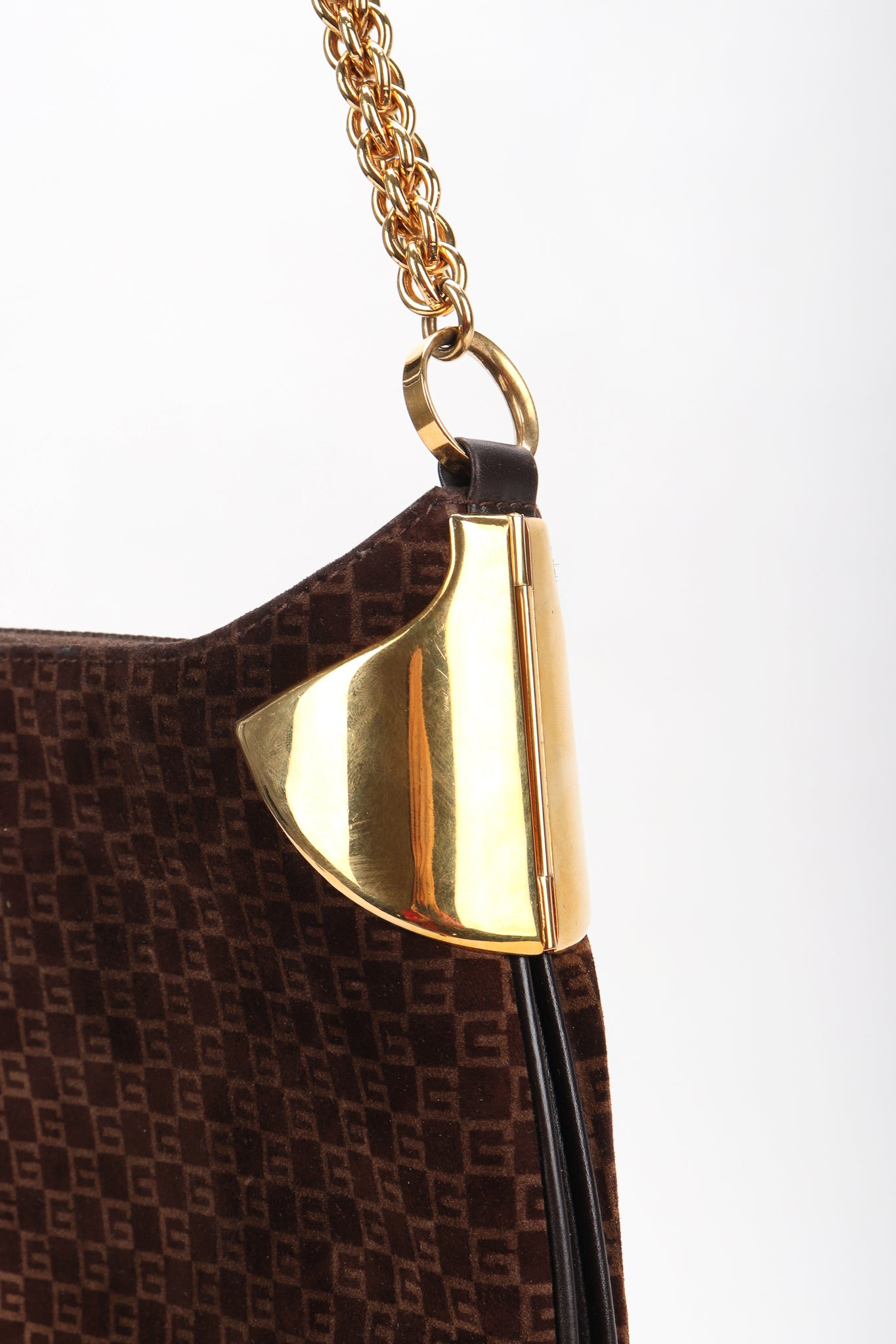 Recess Designer Consignment Vintage Gucci Suede Monogram Shoulder Bag Los Angeles Resale