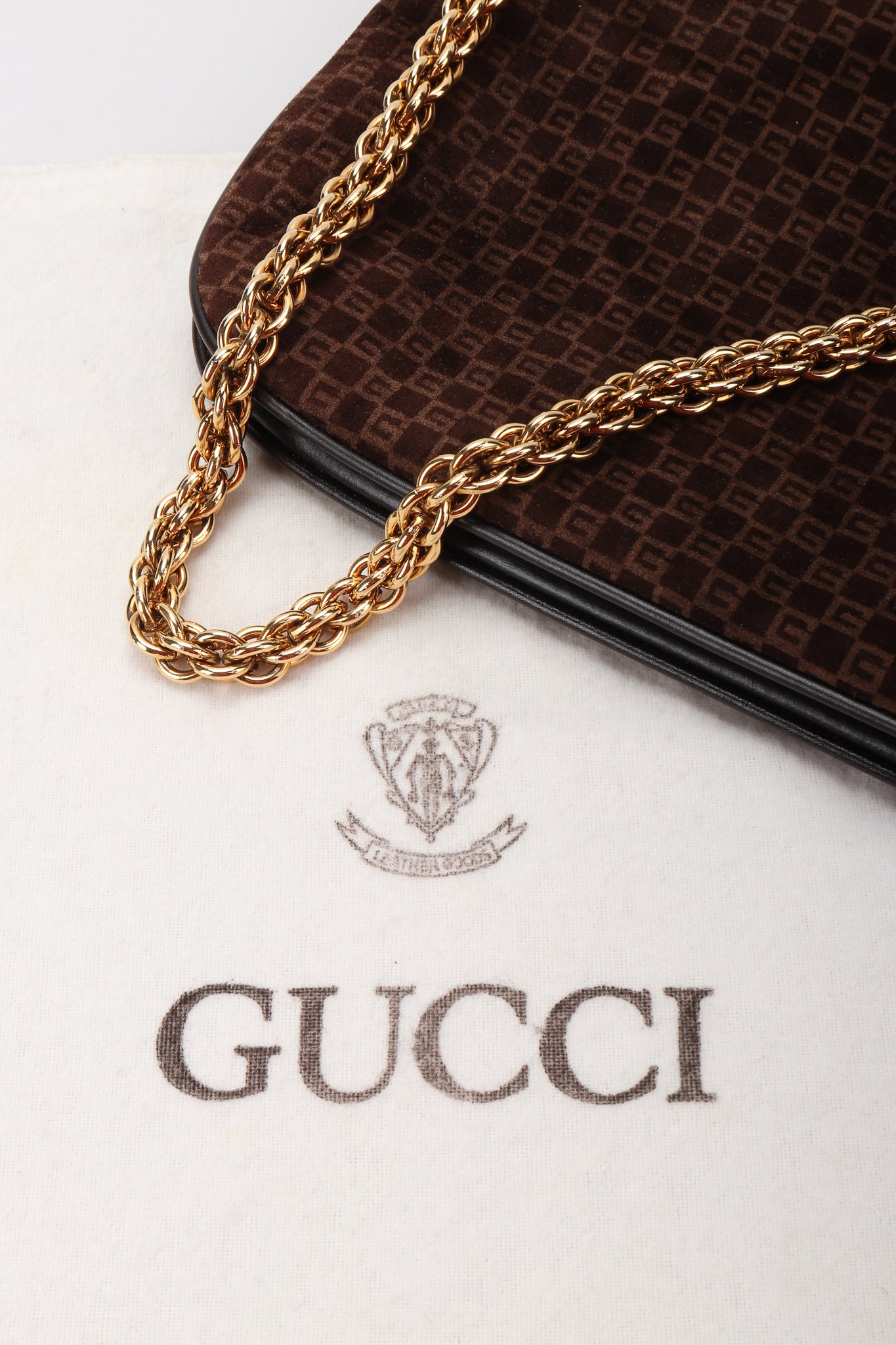 Recess Designer Consignment Vintage Gucci Suede Monogram Shoulder Bag Los Angeles Resale