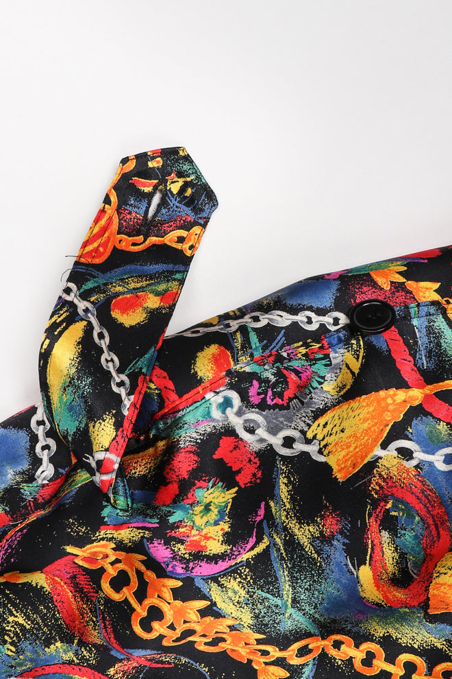 Recess Los Angeles Vintage Gucci Chain Print Silk Trench Shift Shirt Dress