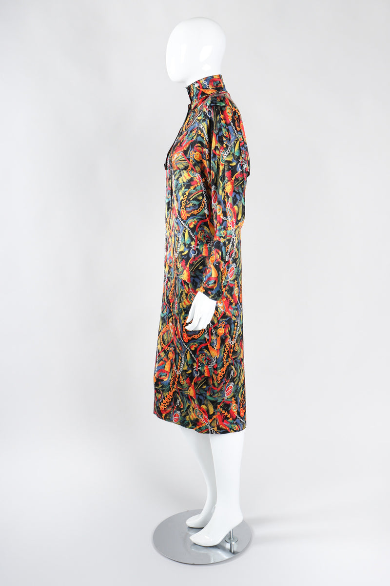 gucci t shirt dress Vintage Gucci Chain Print Silk Trench Shift Shirt Dress – Recess