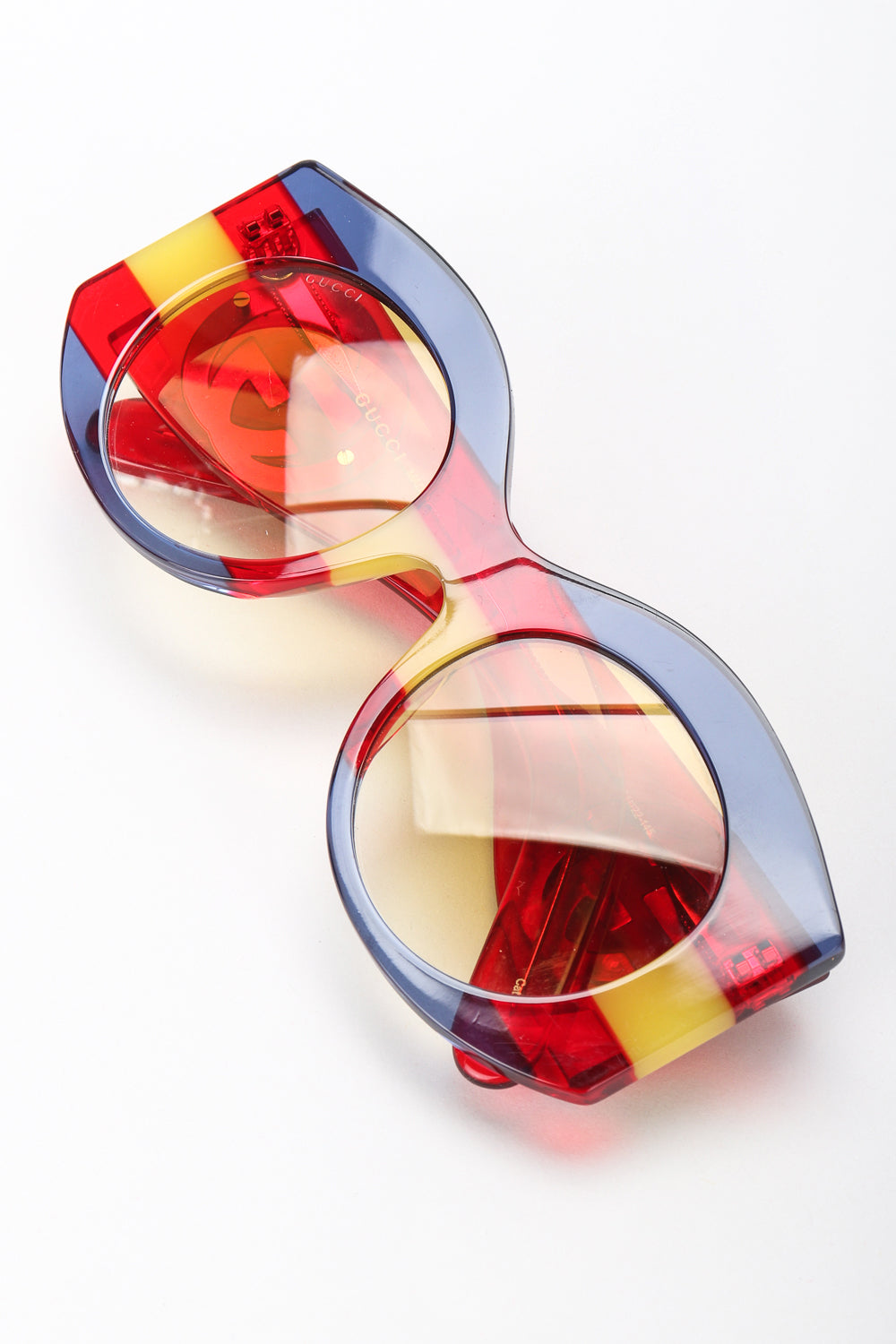 Gucci Round Blue and Red Metal Sunglasses with Yellow Lenses Gucci Women main image 2
