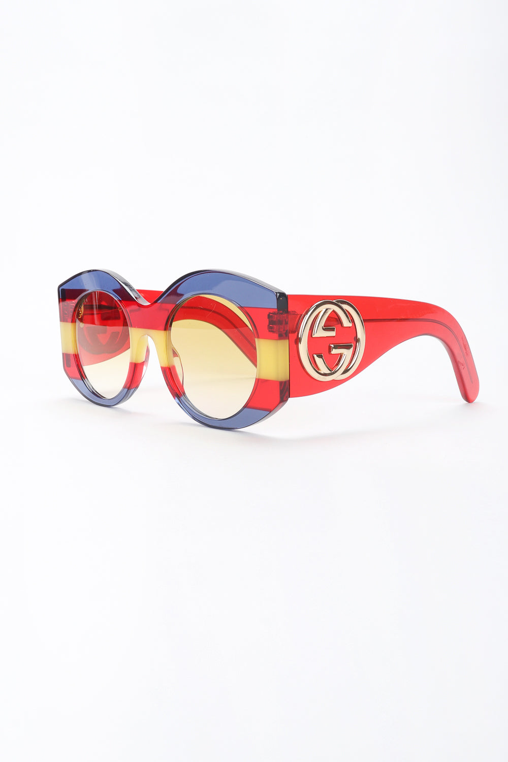 Recess Designer Consignment Gucci GG0177S Rounded Stripe Sunglasses Los Angeles Resale