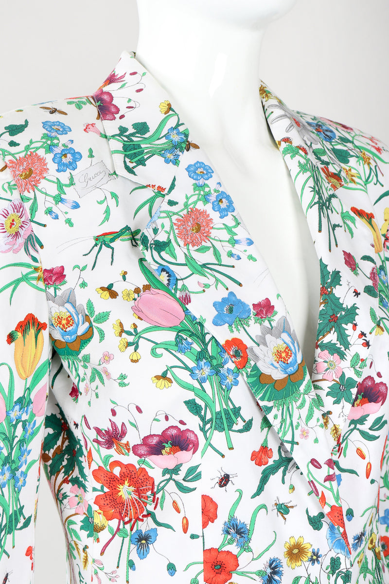 Recess Designer Consignment Vintage Gucci Cotton Flora Print Blazer Jacket Los Angeles Resale Recycled
