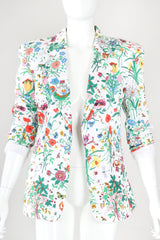 Recess Designer Consignment Vintage Gucci Cotton Flora Print Blazer Jacket Los Angeles Resale Recycled