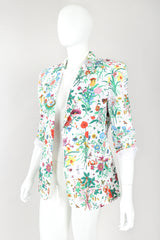 Recess Designer Consignment Vintage Gucci Cotton Flora Print Blazer Jacket Los Angeles Resale Recycled