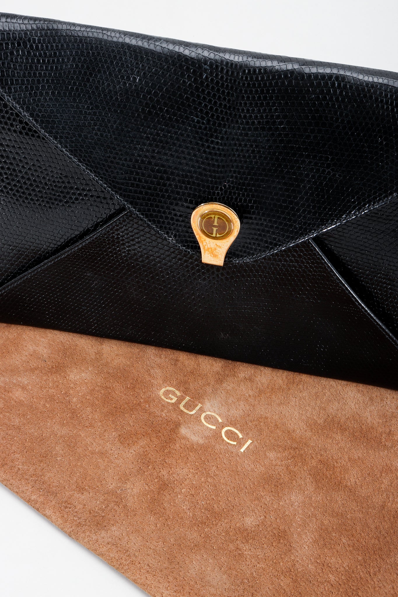 Vintage Gucci Lizard Leather Envelope Clutch at Recess Los Angeles