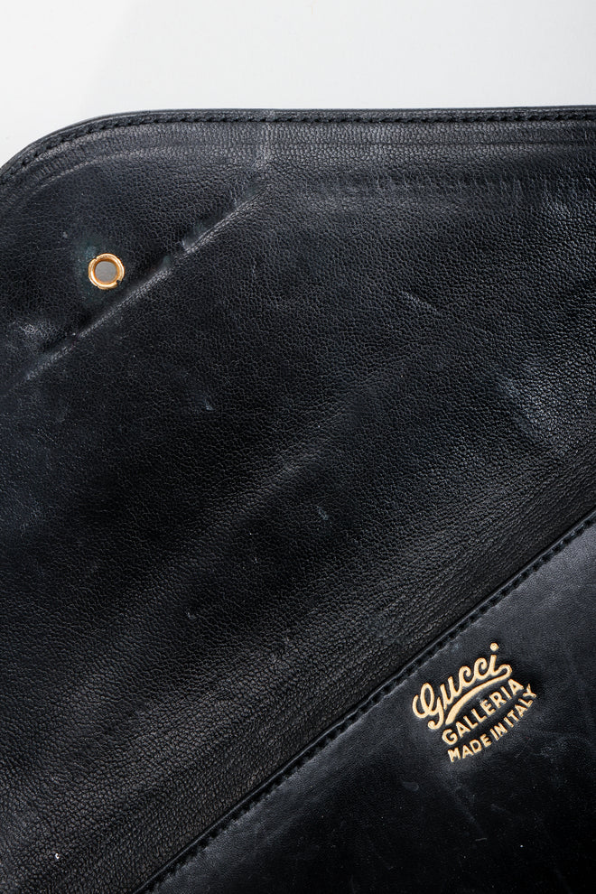 Vintage Gucci Lizard Leather Envelope Clutch Inner flap wear at Recess