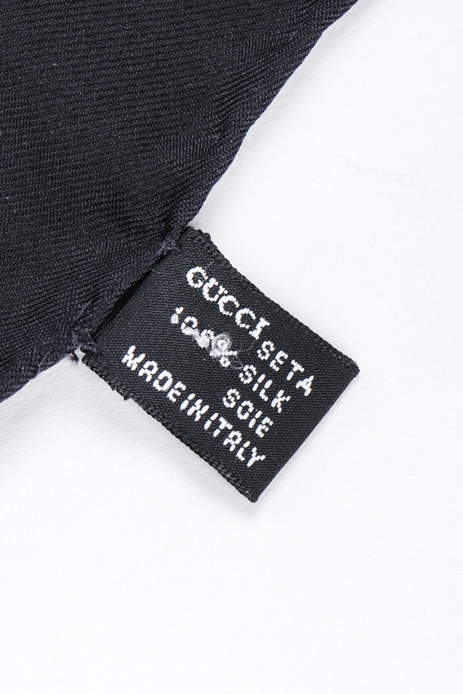 Recess Los Angeles Vintage Gucci Vittorio Accornero Black Flora Lily Spring Blossom Scarf
