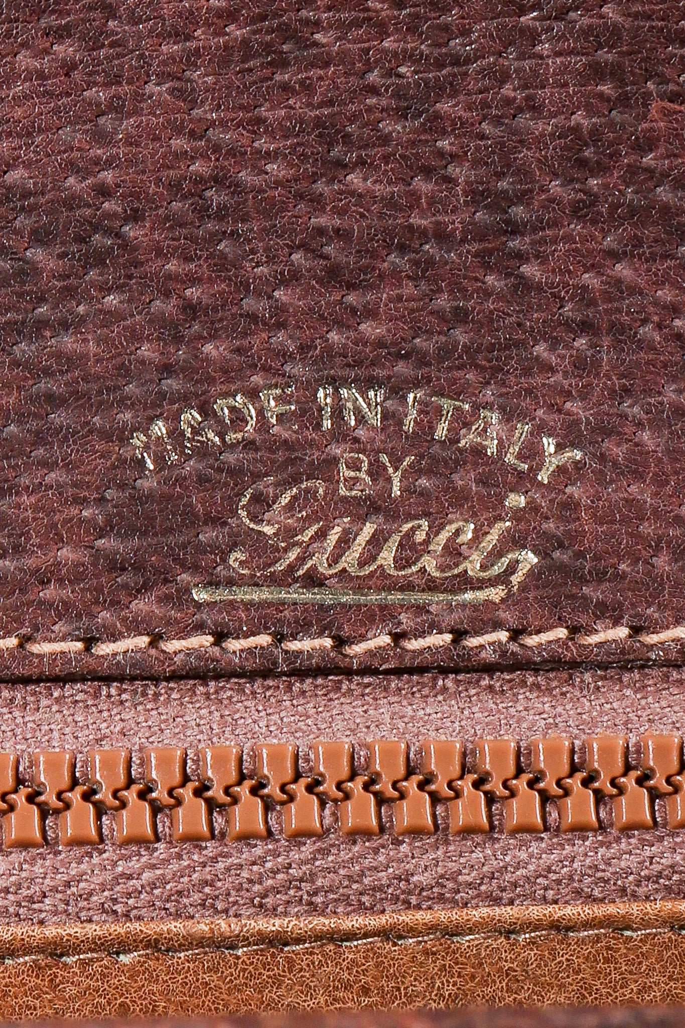 Vintage Gucci Grain Leather Shoulder Bag Gold Foil Stamp at Recess LA 