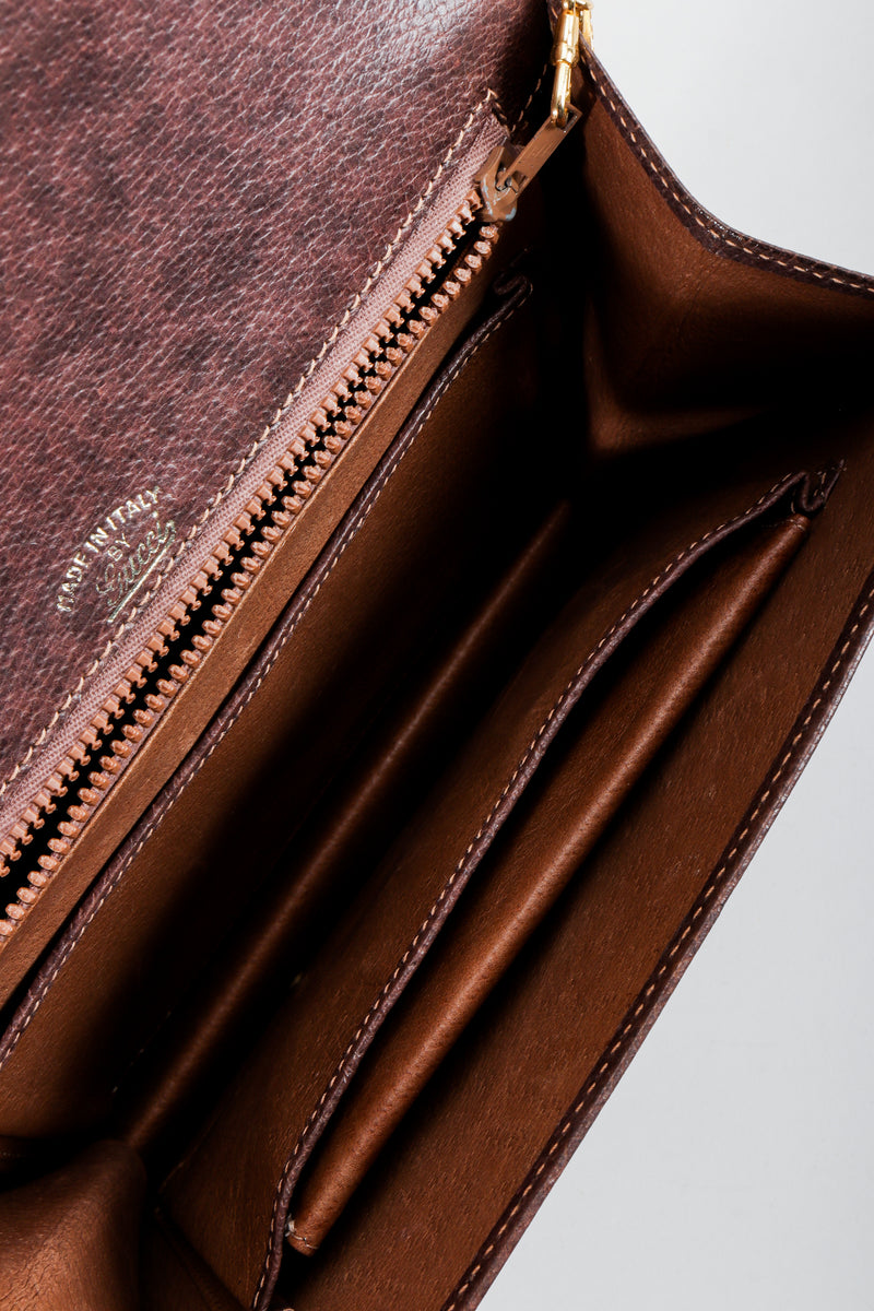 Vintage Gucci Grain Leather Shoulder Bag Interior at Recess LA 
