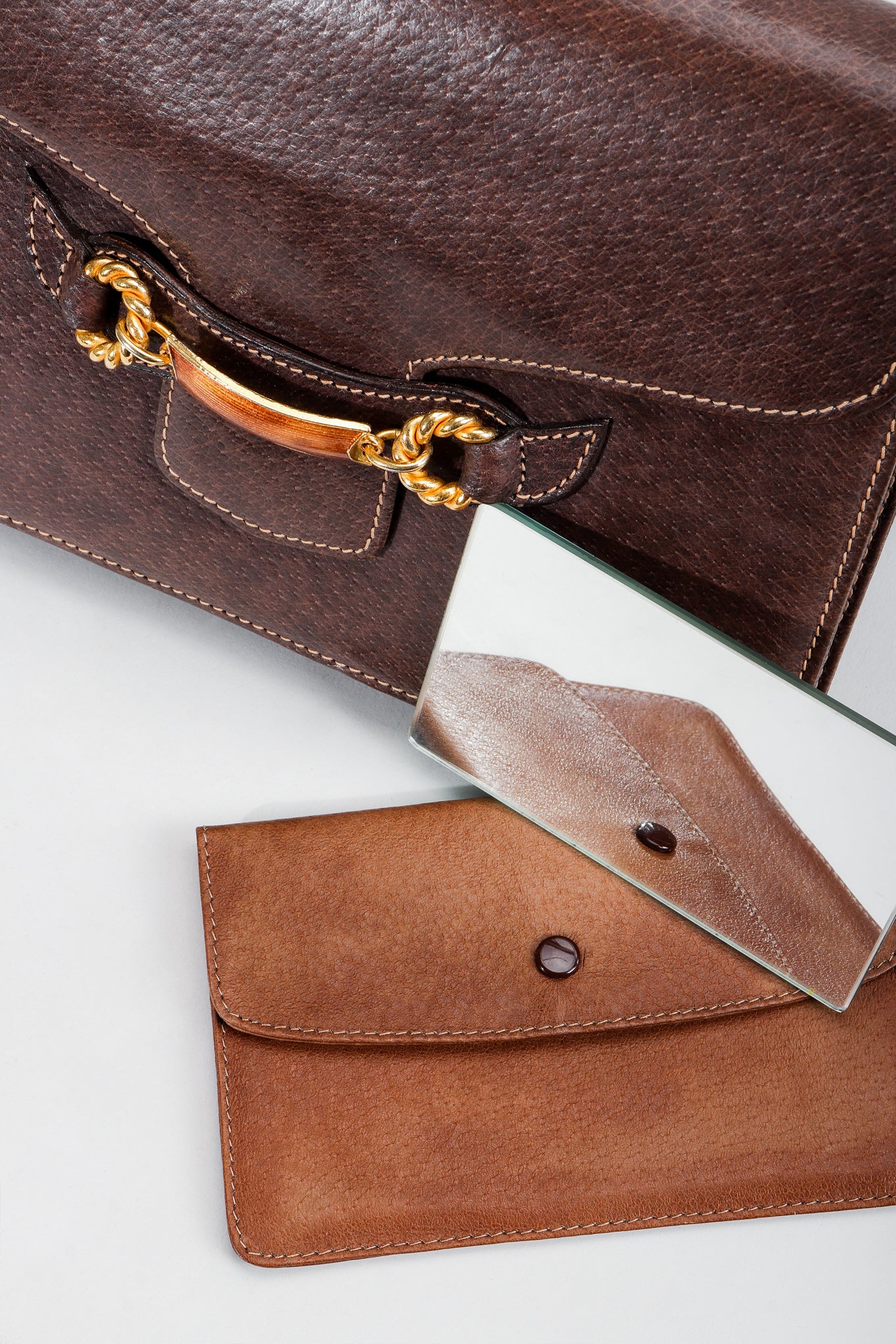 Vintage Gucci Grain Leather Shoulder Bag Mirror Case at Recess LA 